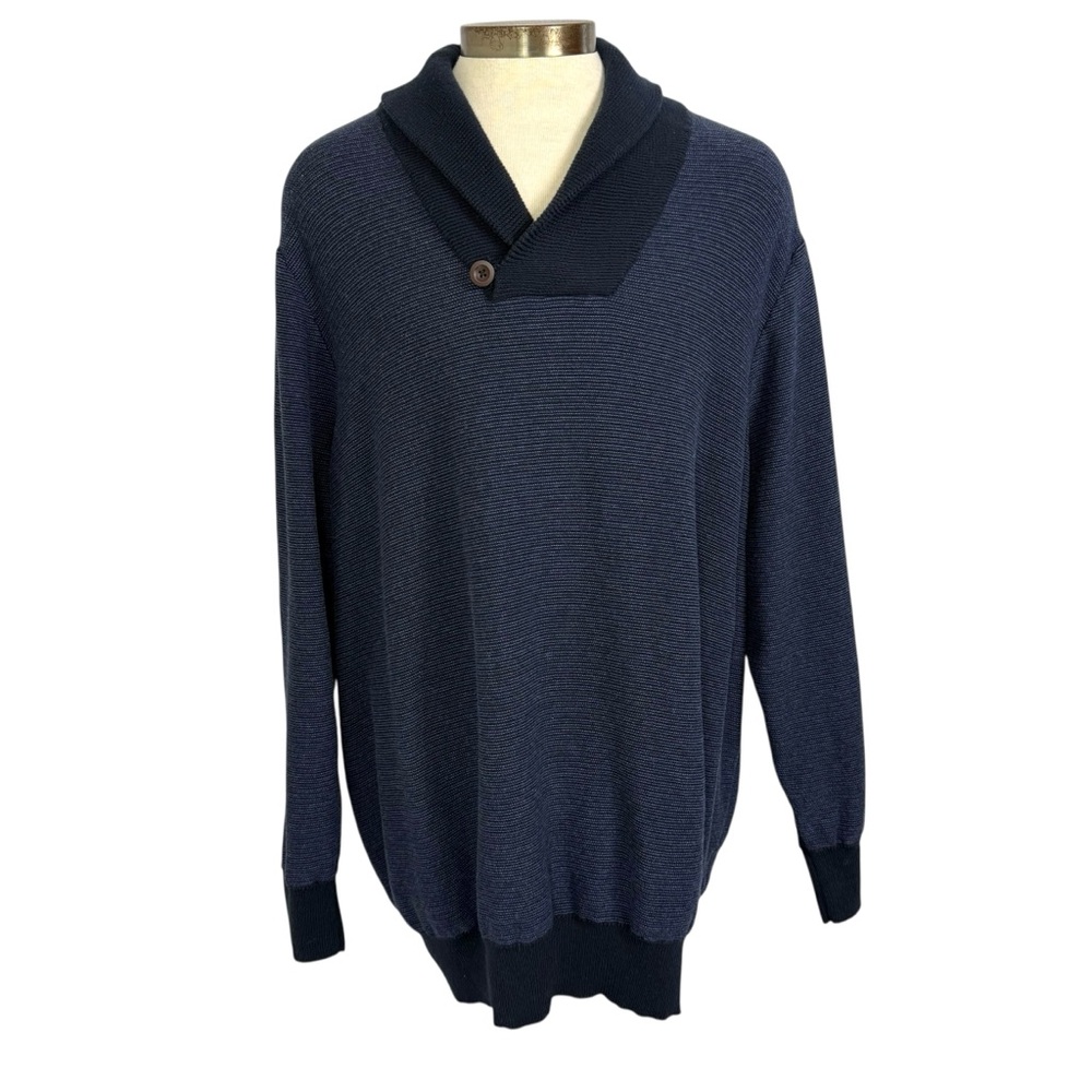 Oak Hill Men’s 2XL Shawl Collar Pullover Sweater Subtle Striped Timeless Preppy